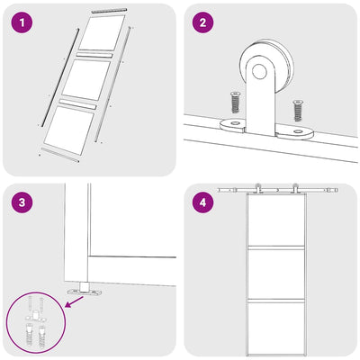 Musta liukuovi Vanzeti 76x205cm (karkaistu lasi ja alumiini)