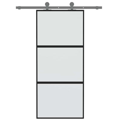 Musta liukuovi Vanzeti 90x205cm (karkaistu lasi ja alumiini)