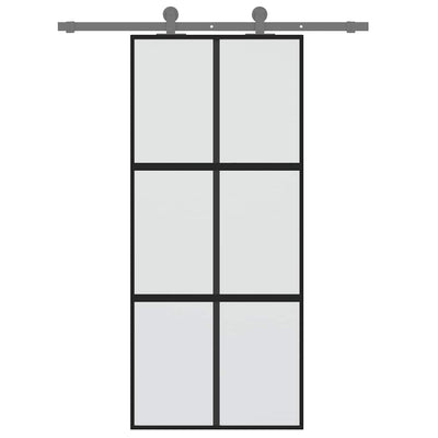 Musta liukuovi Vanzeti 90x205cm (karkaistu lasi ja alumiini)