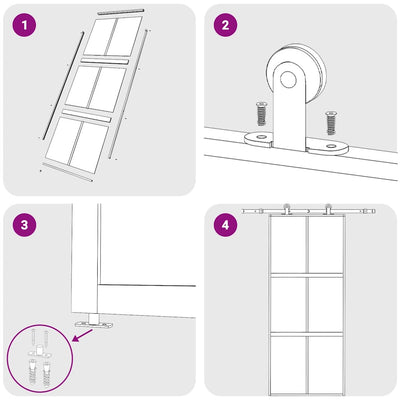 Musta liukuovi Vanzeti 90x205cm (karkaistu lasi ja alumiini)