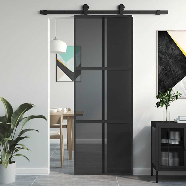 Liukuovi musta 76x205 cm karkaistu lasi ja alumiini