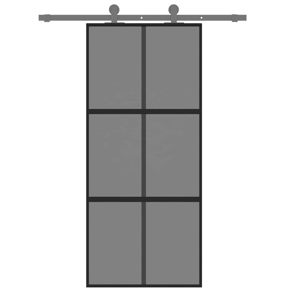 Liukuovi musta 90x205 cm karkaistu lasi ja alumiini