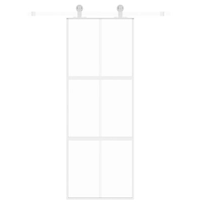 Valkoinen liukuovi Vanzeti 76x205cm (karkaistu lasi ja alumiini)