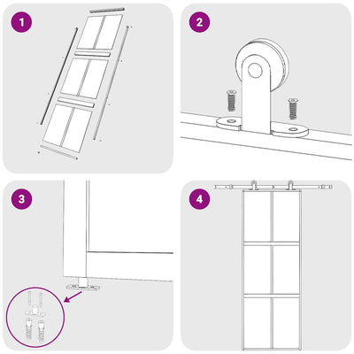 Valkoinen liukuovi Vanzeti 76x205cm (karkaistu lasi ja alumiini)