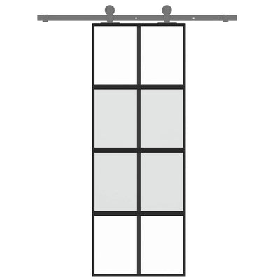 Musta liukuovi Botezatu 76x205cm (karkaistu lasi ja alumiini)