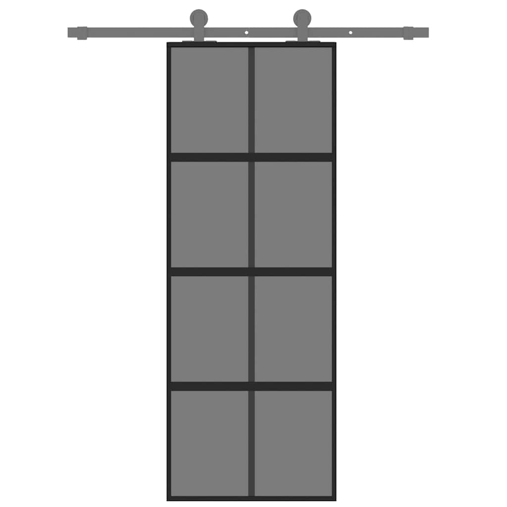 Musta liukuovi Botezatu 76x205cm (karkaistu lasi ja alumiini)