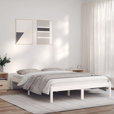 Sängynrunko ilman patjaa valkoinen 140x200 cm täysi mänty