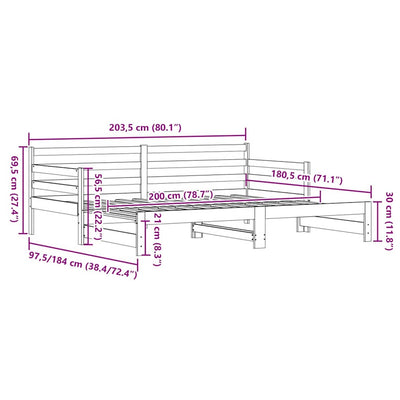 Musta vuodesohva rullilla Miorica 90x200cm (mänty)