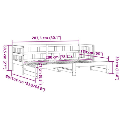 Valkoinen vuodesohva rullilla Petris 80x200cm (mänty)