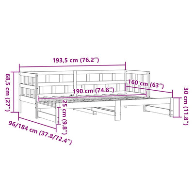 Valkoinen vuodesohva rullilla Petris 90x190cm (mänty)