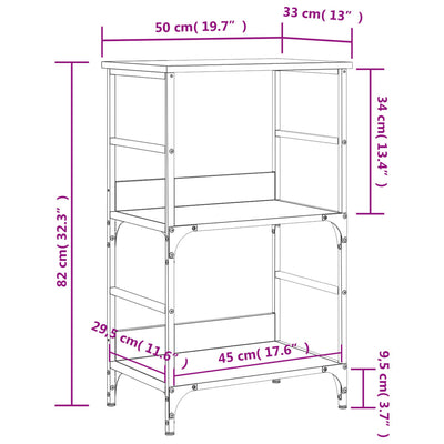 Kirjahylly musta 50x33x82 cm tekninen puu