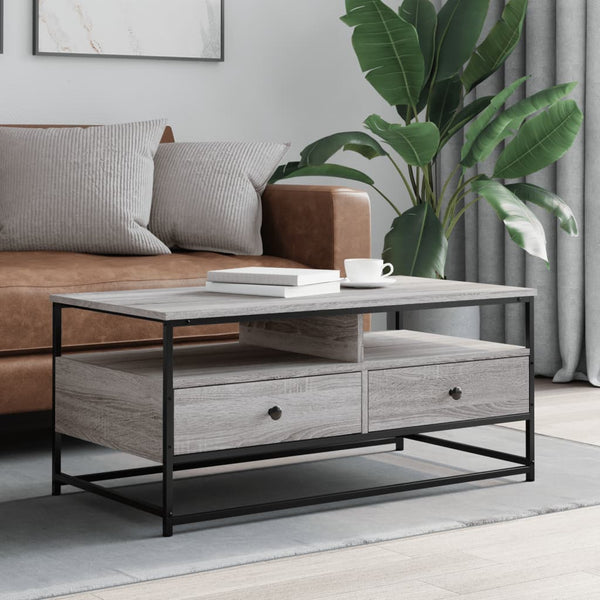 Sohvapöytä harmaa Sonoma 100x51x45 cm tekninen puu