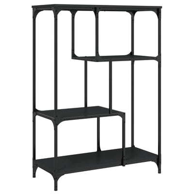 Kirjahylly musta 81x36x115 cm tekninen puu ja teräs