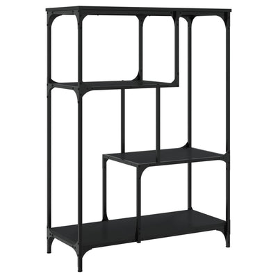 Kirjahylly musta 81x36x115 cm tekninen puu ja teräs