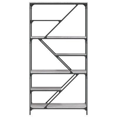 Harmaa kirjahylly Arka 91x36x176cm (puinen ja teräs)