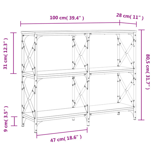 Konsolipöytä harmaa Sonoma 100x28x80,5 cm tekninen puu
