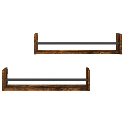 Seinähyllyt tangoilla 2 kpl savutammi 60x16x14 cm