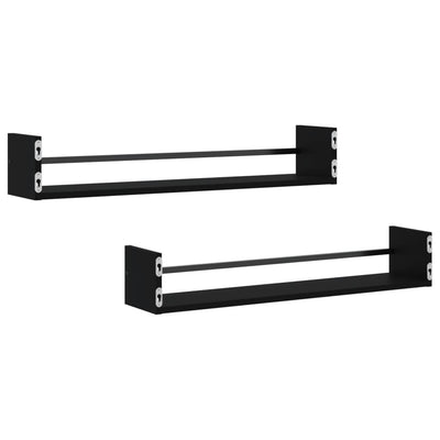 Seinähyllyt tangoilla 2 kpl musta 80x16x14 cm