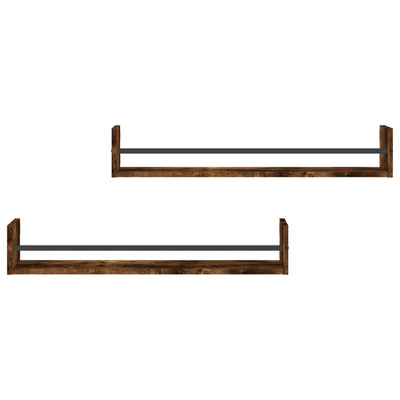 Seinähyllyt tangoilla 2 kpl savutammi 80x16x14 cm