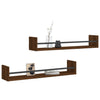Seinähyllyt tangoilla 2 kpl ruskea tammi 80x16x14 cm