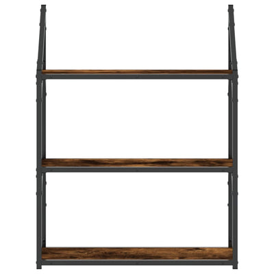 Seinähylly 3 kerrosta savutammi 60x21x78,5 cm tekninen puu