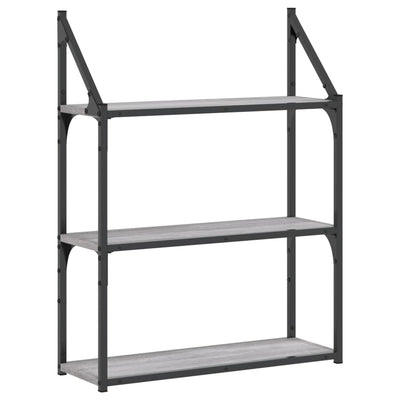 Seinähylly 3 kerrosta harmaa Sonoma 60x21x78,5 cm tekninen puu