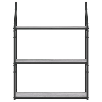 Seinähylly 3 kerrosta harmaa Sonoma 60x21x78,5 cm tekninen puu