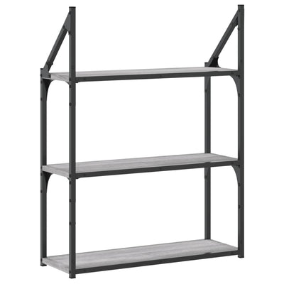 Seinähylly 3 kerrosta harmaa Sonoma 60x21x78,5 cm tekninen puu