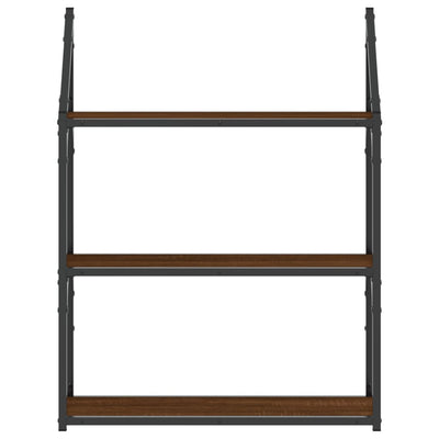 Seinähylly 3 kerrosta ruskea tammi 60x21x78,5 cm tekninen puu