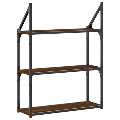 Seinähylly 3 kerrosta ruskea tammi 60x21x78,5 cm tekninen puu