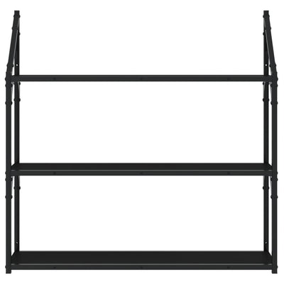 Seinähylly 3 kerrosta musta 80x21x78,5 cm tekninen puu