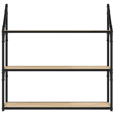 Seinähylly 3 kerrosta Sonoma-tammi 80x21x78,5 cm tekninen puu