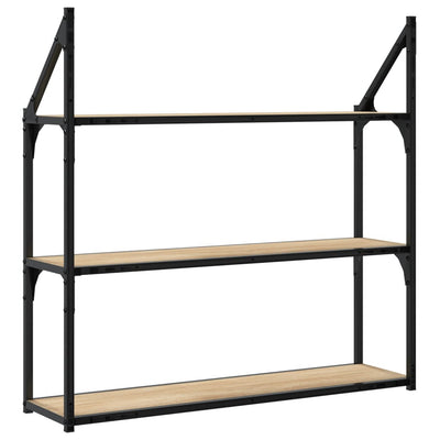 Seinähylly 3 kerrosta Sonoma-tammi 80x21x78,5 cm tekninen puu