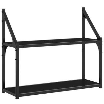Seinähylly 2 kerrosta musta 60x21x51 cm tekninen puu