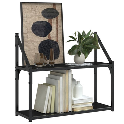 Seinähylly 2 kerrosta musta 60x21x51 cm tekninen puu