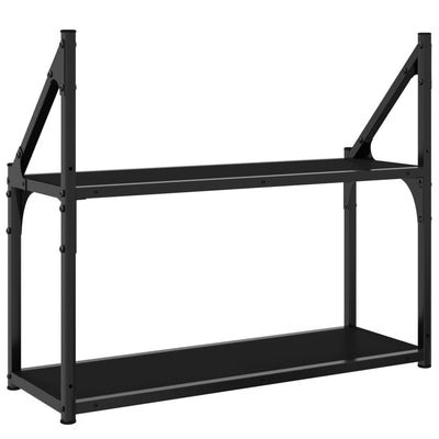 Seinähylly 2 kerrosta musta 60x21x51 cm tekninen puu