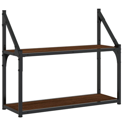 Seinähylly 2-kerrosta ruskea tammi 60x21x51 cm tekninen puu