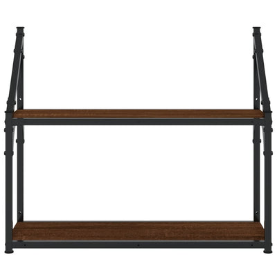 Seinähylly 2-kerrosta ruskea tammi 60x21x51 cm tekninen puu
