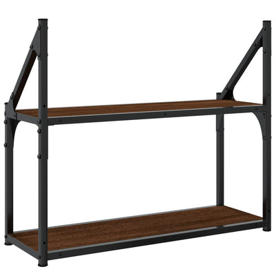 Seinähylly 2-kerrosta ruskea tammi 60x21x51 cm tekninen puu