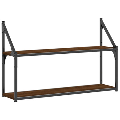Seinähylly 2 kerrosta ruskea tammi 80x21x51 cm tekninen puu