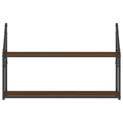 Seinähylly 2 kerrosta ruskea tammi 80x21x51 cm tekninen puu