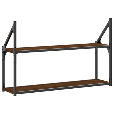Seinähylly 2 kerrosta ruskea tammi 80x21x51 cm tekninen puu