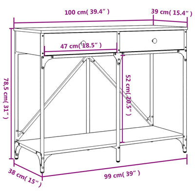 Konsolipöytä harmaa Sonoma 100x39x78,5 cm tekninen puu