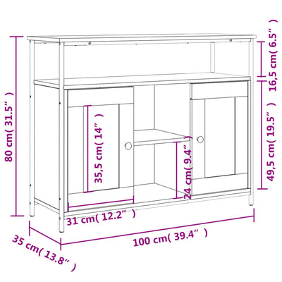 Senkki harmaa Sonoma 100x35x80 cm tekninen puu