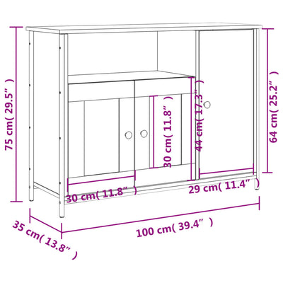 Harmaa senkki Piata 100x35x75cm (puinen)