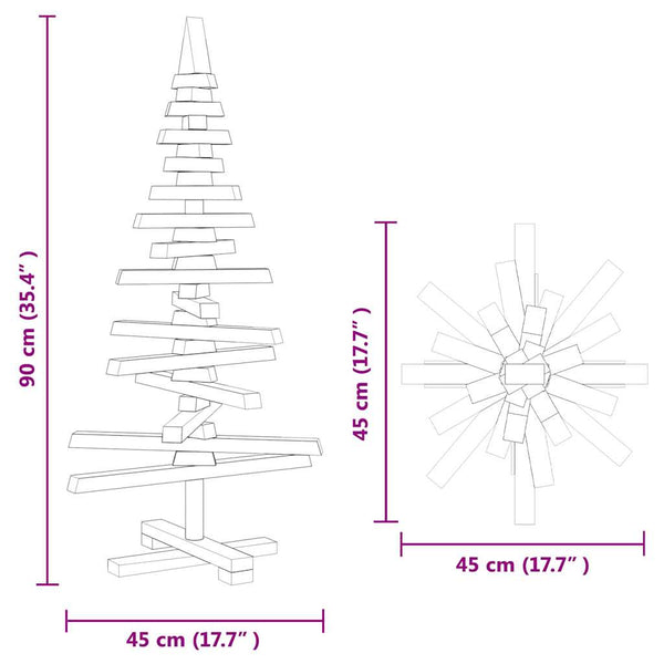 Puinen koristejoulukuusi 90 cm täysi mänty