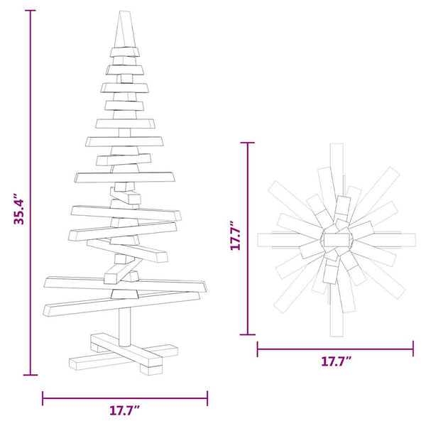 Puinen koristejoulukuusi 90 cm täysi mänty