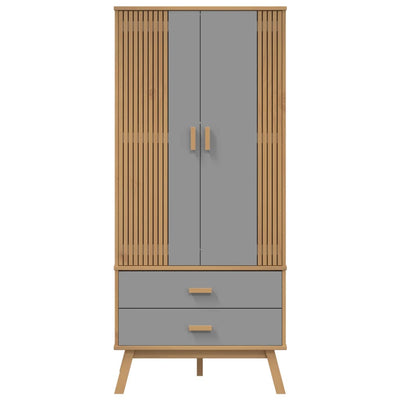 Vaatekaappi OLDEN harmaa ja ruskea 76,5x53x172 cm täysi mänty