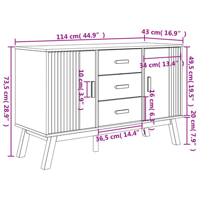 Senkki OLDEN harmaa ja ruskea 114x43x73,5 cm täysi mänty