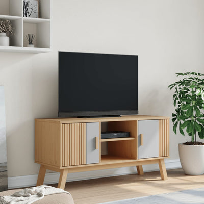 TV-taso OLDEN harmaa ja ruskea 114x43x57 cm täysi mänty